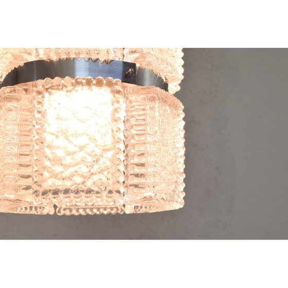 Image 1 of Mid century textured crystal chandelier by Kaiser Leuchten, Germany 1960