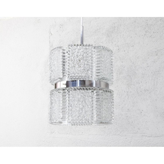 Image 1 of Mid century textured crystal chandelier by Kaiser Leuchten, Germany 1960