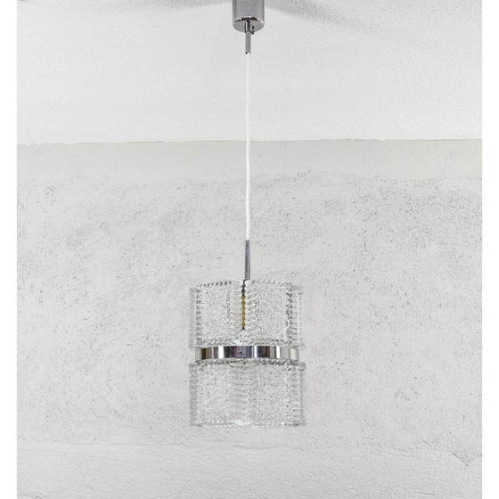 Image 1 of Mid century textured crystal chandelier by Kaiser Leuchten, Germany 1960