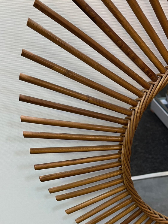 Image 1 of Specchio vintage in bambù e rattan francese