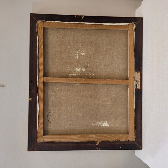 Image 1 of Olio vintage su tela "Village alsacien" di E. Ritter, Francia