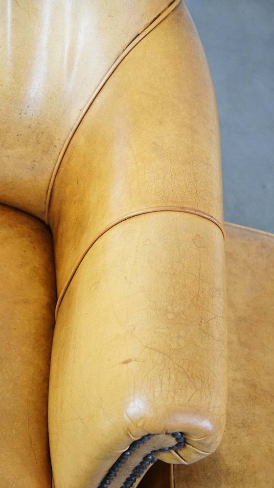 Image 1 of Beef Leather Armchair + Hocker