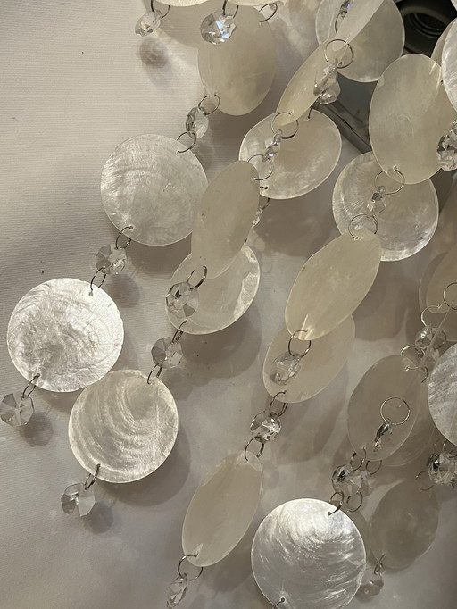 Conjunto de 2 lámparas de pared italianas Capiz Cristal cromado 