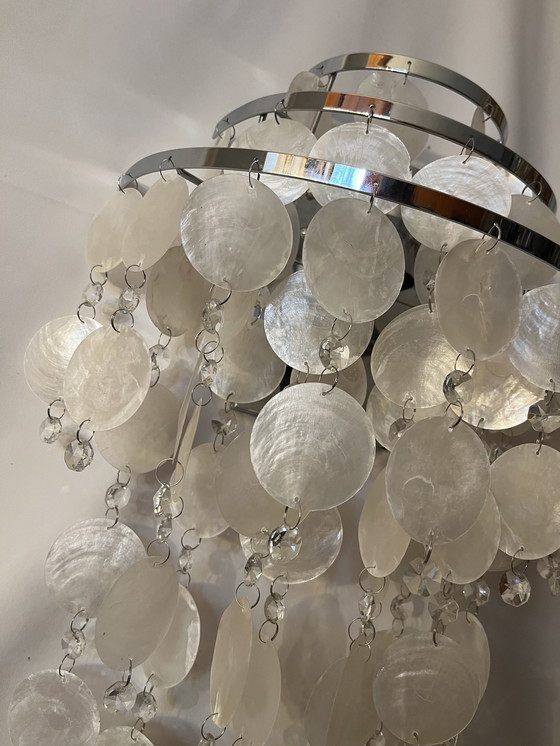 Image 1 of Set di 2 lampade da parete italiane Capiz in cristallo cromato 