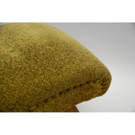 Image 1 of Vintage wingback armchair in wood and fabric, Italy 1950