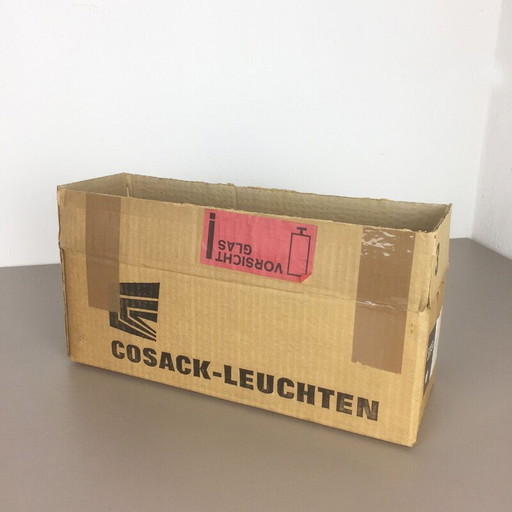 Vintage modernist opal glass tube pendant lamp by Cosack Lights, Germany 1960