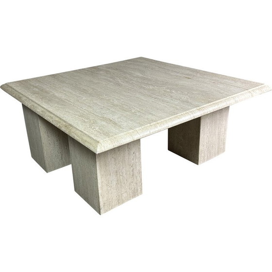 Image 1 of Vintage square travertine coffee table, 1980