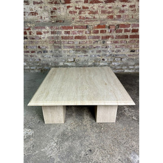 Image 1 of Vintage square travertine coffee table, 1980
