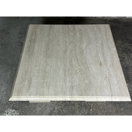 Image 1 of Vintage square travertine coffee table, 1980