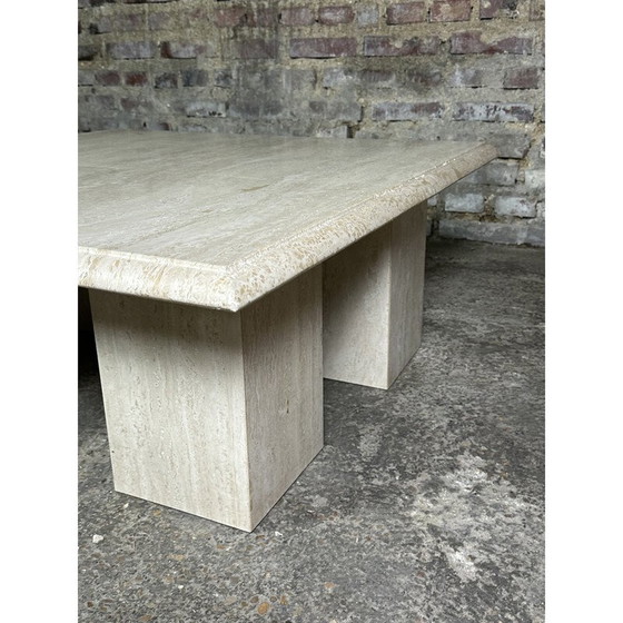 Image 1 of Vintage square travertine coffee table, 1980