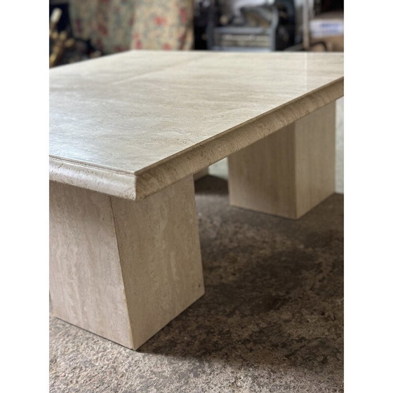 Image 1 of Vintage square travertine coffee table, 1980