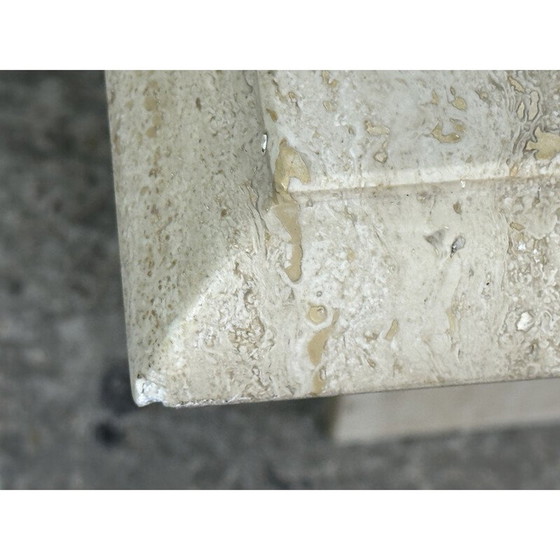 Image 1 of Vintage square travertine coffee table, 1980