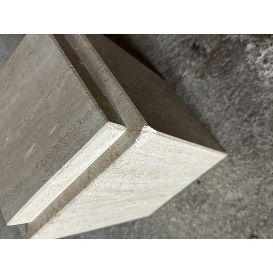 Image 1 of Vintage square travertine coffee table, 1980