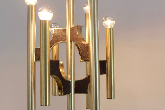 Image 1 of Gaetano Sciolari for Sciolari, 1970s Italian Brass Chandelier