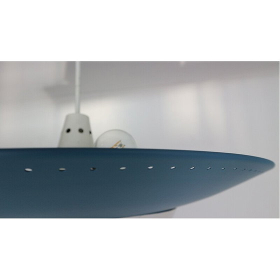 Image 1 of Vintage dutch industrial ceiling lamp for Philips in blue metal 1950s