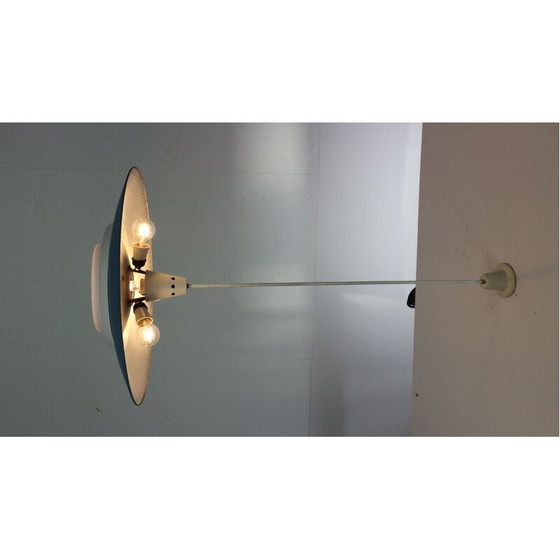 Image 1 of Vintage dutch industrial ceiling lamp for Philips in blue metal 1950s