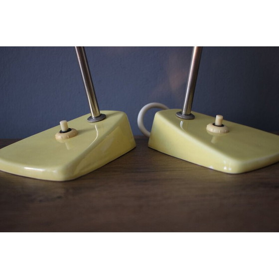 Image 1 of Coppia di lampade vintage in porcellana, metallo e vetro di Kamenický Šenov, Cecoslovacchia 1960