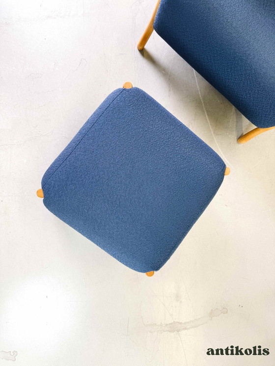 Image 1 of Vintage Mid - Century wing chair Claudia Stouby Møbelfabrik with ottoman 1970