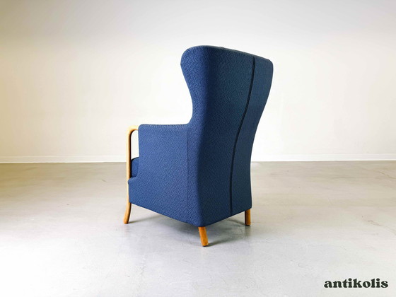 Image 1 of Vintage Mid - Century wing chair Claudia Stouby Møbelfabrik with ottoman 1970