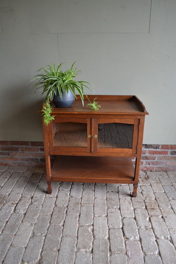 Image 1 of Antique Oak Wooden Art Deco Tea Cabinet.