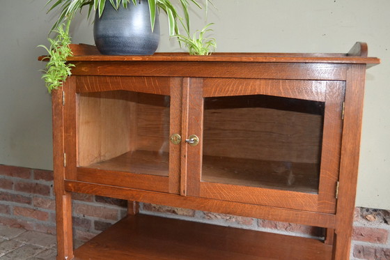 Image 1 of Antique Oak Wooden Art Deco Tea Cabinet.