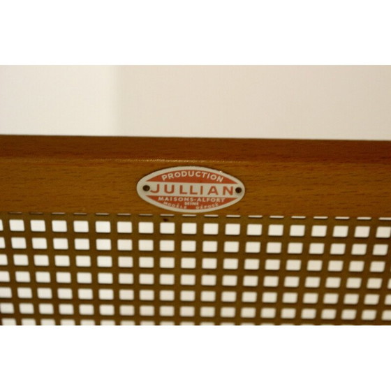 Image 1 of Vintage serving table in metal, oak and rattan for Jullian, France 1960