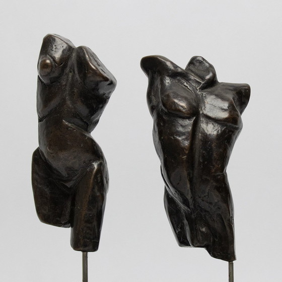 Image 1 of Fritz Van Eeden Set Of Two Torso,S Boy And Girl In Bronze