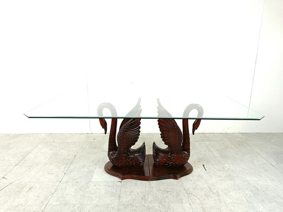 Image 1 of Vintage carved swan dining table