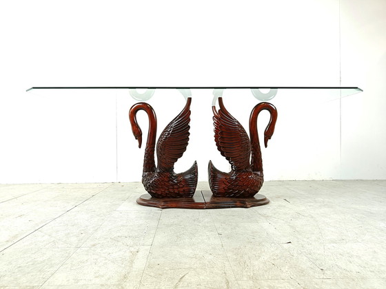 Image 1 of Vintage carved swan dining table