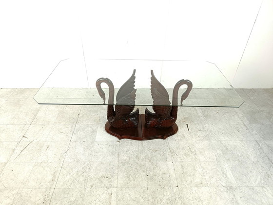 Image 1 of Vintage carved swan dining table