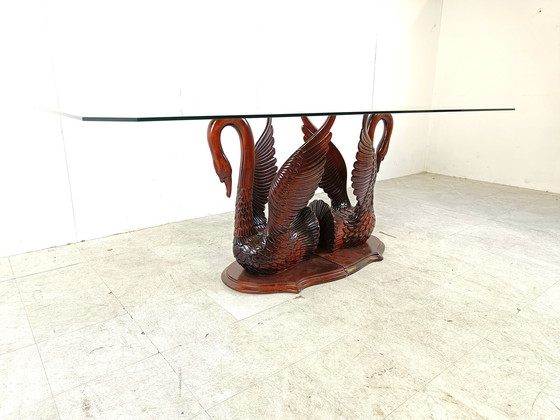 Image 1 of Vintage carved swan dining table