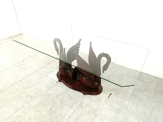 Image 1 of Vintage carved swan dining table
