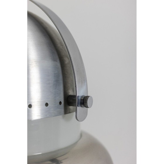 Image 1 of Vintage pendant lamp in brushed metal and opaline glass, Italy 1970