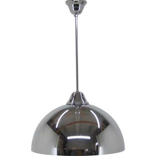Vintage chrome pendant lamp, Czechoslovakia 1930