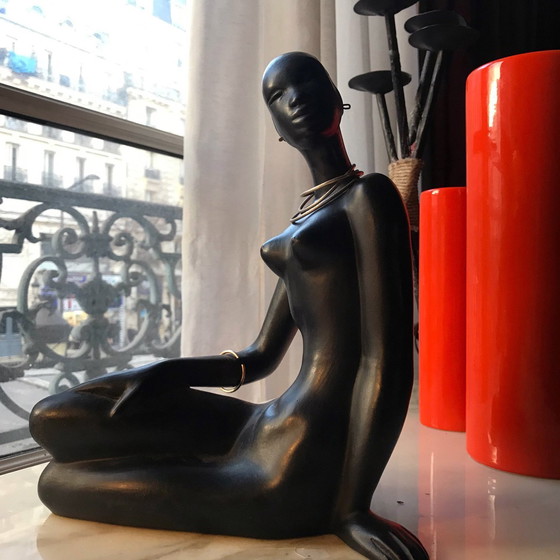 Image 1 of Grande scultura africanista • Ceramica d'epoca • Marc Henri • 1950