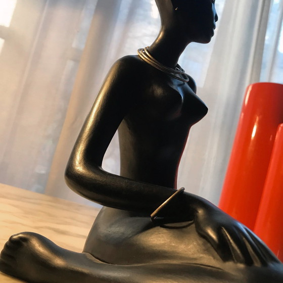 Image 1 of Grande scultura africanista • Ceramica d'epoca • Marc Henri • 1950