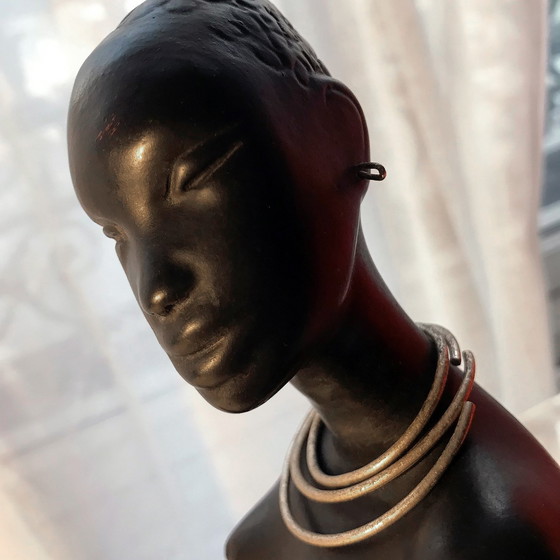 Image 1 of Grande scultura africanista • Ceramica d'epoca • Marc Henri • 1950