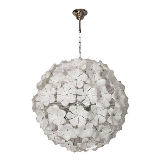 Image 1 of Contemporary White Lotus Murano Glass Sputnik Chandelier