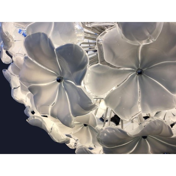 Image 1 of Contemporary White Lotus Murano Glass Sputnik Chandelier