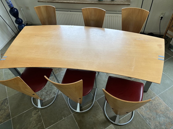 Image 1 of Harvink Table Tobio & 6 Memphis Milano Chairs