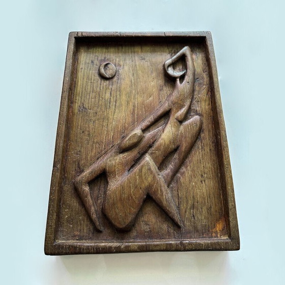 Image 1 of Vintage wall sculpture in solid oak, Czechoslovakia 1950