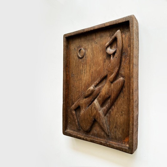 Image 1 of Vintage wall sculpture in solid oak, Czechoslovakia 1950