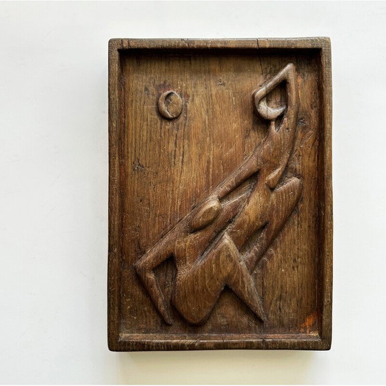Image 1 of Vintage wall sculpture in solid oak, Czechoslovakia 1950