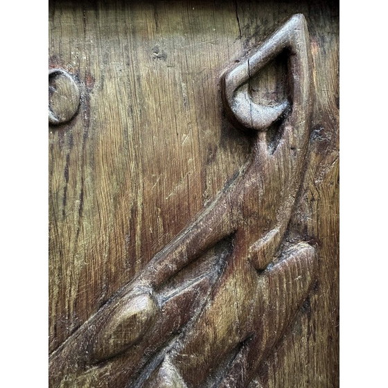 Image 1 of Vintage wall sculpture in solid oak, Czechoslovakia 1950