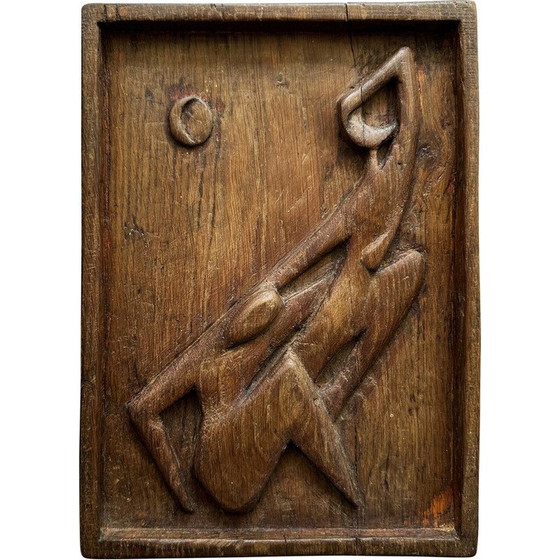 Image 1 of Vintage wall sculpture in solid oak, Czechoslovakia 1950