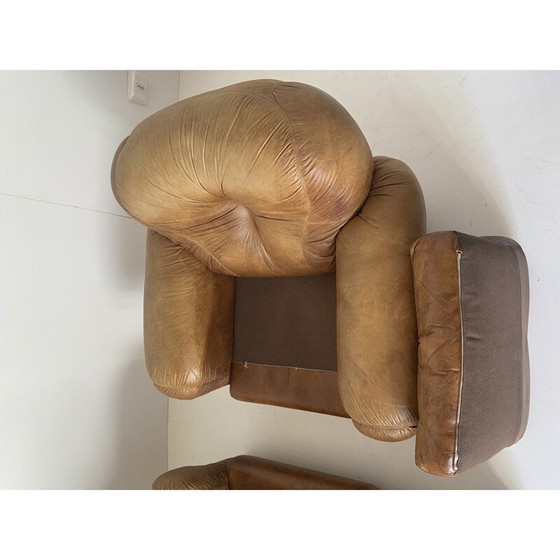 Image 1 of Pair of vintage Sapporo leather armchairs by Mobil Girgi, Italy 1970s