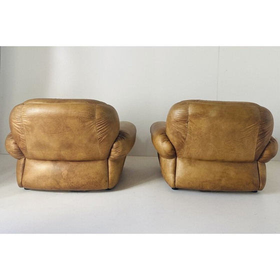 Image 1 of Pair of vintage Sapporo leather armchairs by Mobil Girgi, Italy 1970s