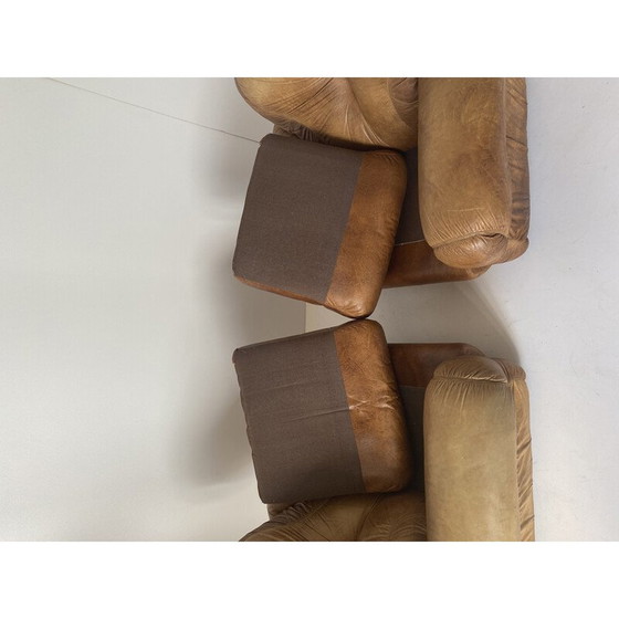 Image 1 of Pair of vintage Sapporo leather armchairs by Mobil Girgi, Italy 1970s