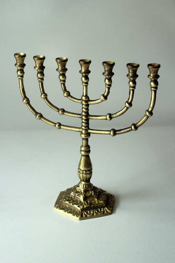 Image 1 of Menorah en laiton Chandelier à 7 branches