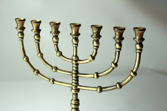 Image 1 of Menorah en laiton Chandelier à 7 branches